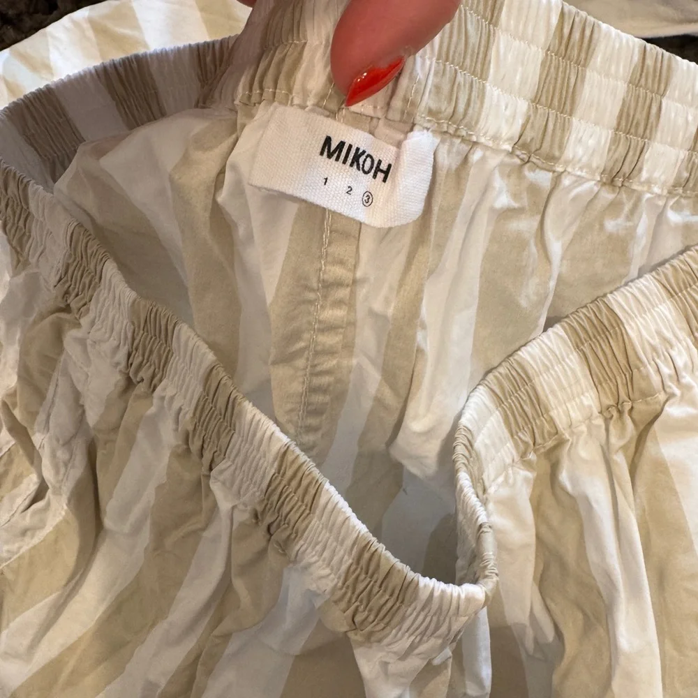 Mikoh Striped Beige and White Shirt and Shorts Set - Picture 2 of 3
